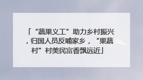 “蔬果义工”助力乡村振兴，归国人员反哺家乡，“果蔬村”村美民富香飘远近