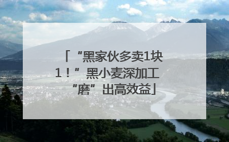 “黑家伙多卖1块1！”黑小麦深加工“磨”出高效益