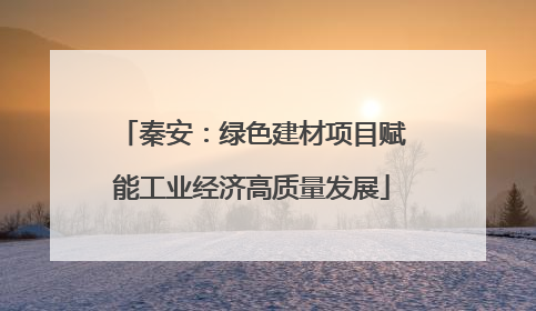 秦安：绿色建材项目赋能工业经济高质量发展
