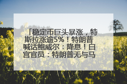 稳定币巨头暴涨，特斯拉涨逾5%！特朗普喊话鲍威尔：降息！白宫官员：特朗普无与马斯克交谈计划，他正考虑卖掉红色特斯拉