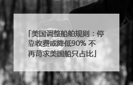 美国调整船舶规则：停靠收费或降低90% 不再苛求美国船只占比