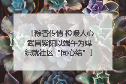 粽香传情 橙暖人心 武昌紫阳以端午为媒织就社区“同心结”