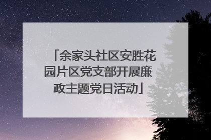 余家头社区安胜花园片区党支部开展廉政主题党日活动