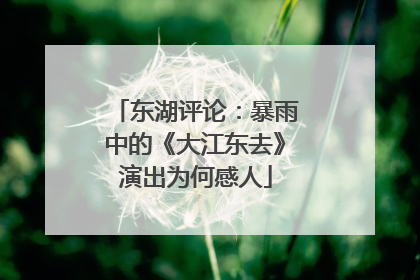 东湖评论：暴雨中的《大江东去》演出为何感人