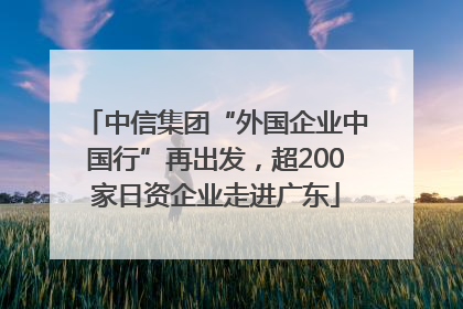 中信集团“外国企业中国行”再出发，超200家日资企业走进广东