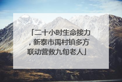 二十小时生命接力，新泰市禹村镇多方联动营救九旬老人