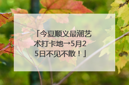 今夏顺义最潮艺术打卡地→5月25日不见不散！