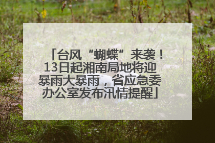 台风“蝴蝶”来袭！13日起湘南局地将迎暴雨大暴雨，省应急委办公室发布汛情提醒