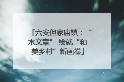 六安但家庙镇：“水文章” 绘就“和美乡村”新画卷