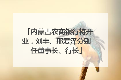 内蒙古农商银行将开业，刘丰、邢爱泽分别任董事长、行长
