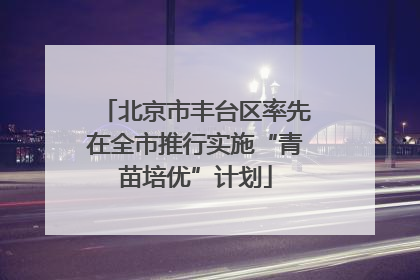 北京市丰台区率先在全市推行实施“青苗培优”计划