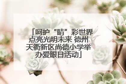 呵护“睛”彩世界点亮光明未来 德州天衢新区尚德小学举办爱眼日活动