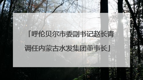 呼伦贝尔市委副书记赵长青调任内蒙古水发集团董事长