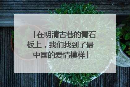 在明清古巷的青石板上，我们找到了最中国的爱情模样