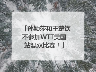 孙颖莎和王楚钦不参加WTT美国站混双比赛！