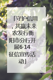 守护信用，共赢未来 农发行衡阳市分行开展6·14征信宣传活动