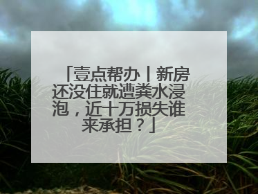 壹点帮办丨新房还没住就遭粪水浸泡，近十万损失谁来承担？