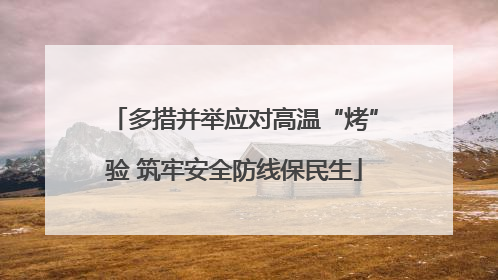 多措并举应对高温“烤”验 筑牢安全防线保民生