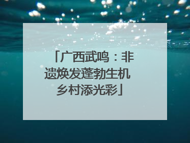 广西武鸣：非遗焕发蓬勃生机 乡村添光彩