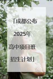 成都公布2025年高中项目班招生计划