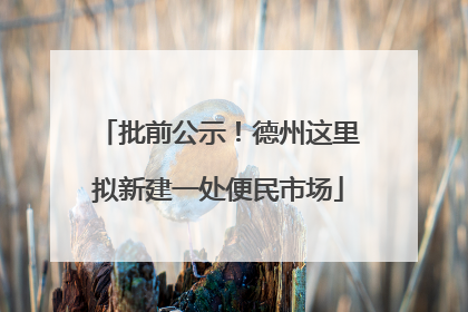 批前公示！德州这里拟新建一处便民市场