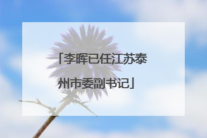 李晖已任江苏泰州市委副书记