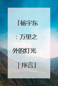杨宇东：万里之外的灯光｜序言
