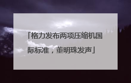 格力发布两项压缩机国际标准，董明珠发声