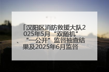 汉阳区消防救援大队2025年5月“双随机”、“一公开”监督抽查结果及2025年6月监督抽查任务公示