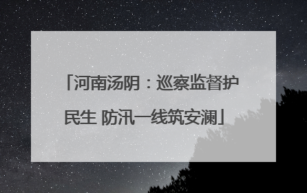 河南汤阴：巡察监督护民生 防汛一线筑安澜