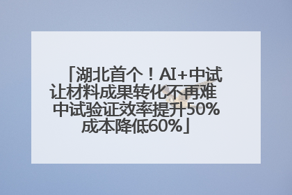湖北首个！AI+中试让材料成果转化不再难 中试验证效率提升50%成本降低60%