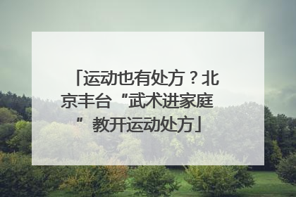 运动也有处方？北京丰台“武术进家庭”教开运动处方
