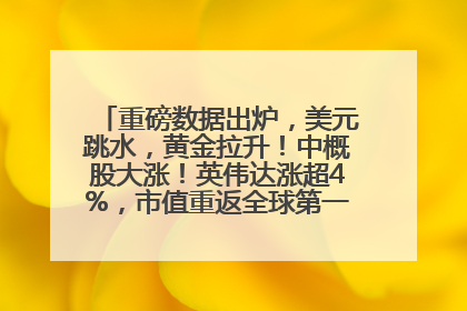 重磅数据出炉，美元跳水，黄金拉升！中概股大涨！英伟达涨超4%，市值重返全球第一！黄仁勋计划出售至多600万股股票