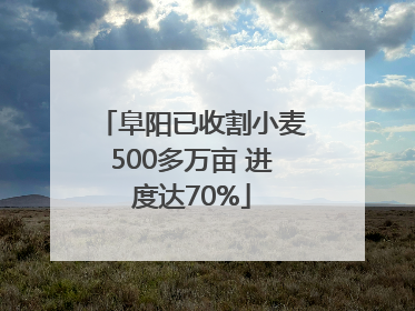 阜阳已收割小麦500多万亩 进度达70%